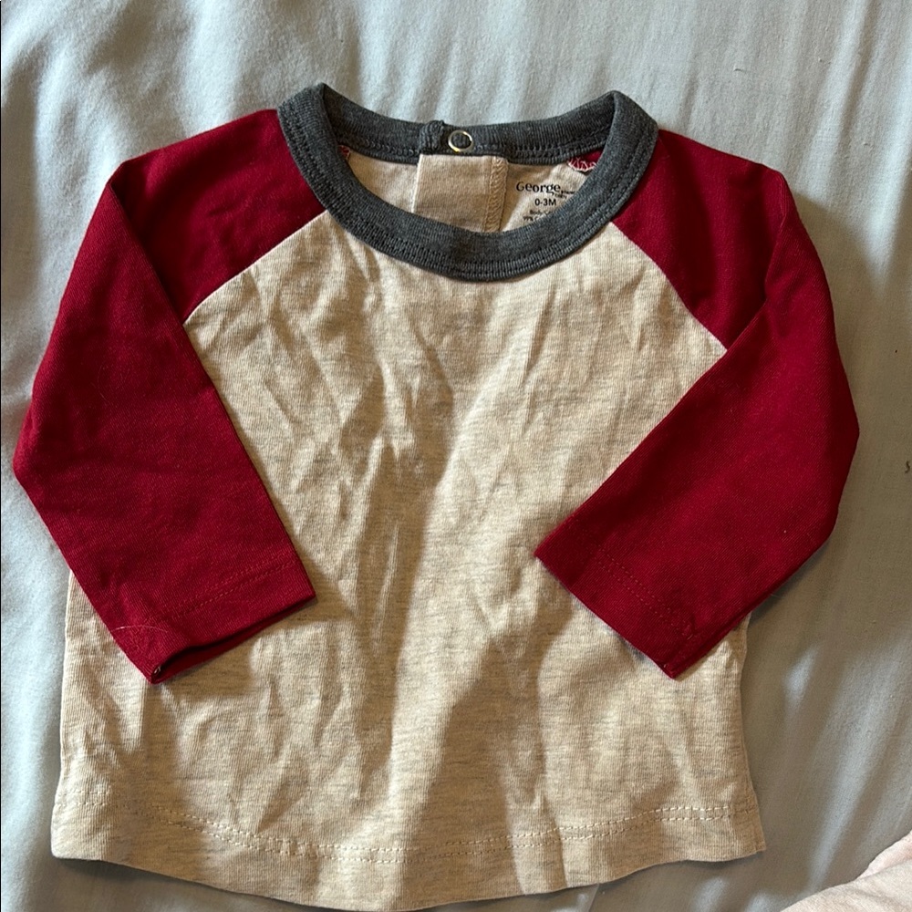 George Red and Cream Long Sleeve Raglan Tee